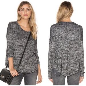 Rag & Bone Hudson long sleeve tee Marled Gray Curved Hem XS